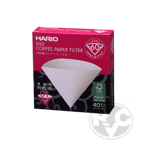 Бумажные фильтры Hario VCF-01-40W белые 40 шт.